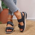 thumbnail image 2 of Rokment Womens Sparkly Rhinestones Ortho Walking Sandals with Arch Support Comfortable Fashion Casual Leather Memory Foam Platform Wedge Slingback Dressy Non Slip Work Summer Shoes Blue Size 6, 2 of 7