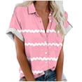 thumbnail image 2 of Fiudx Ropa de Mujer Blusas de Manga Corta Estampadas Informales Regulares para Mujertop, 2 of 5