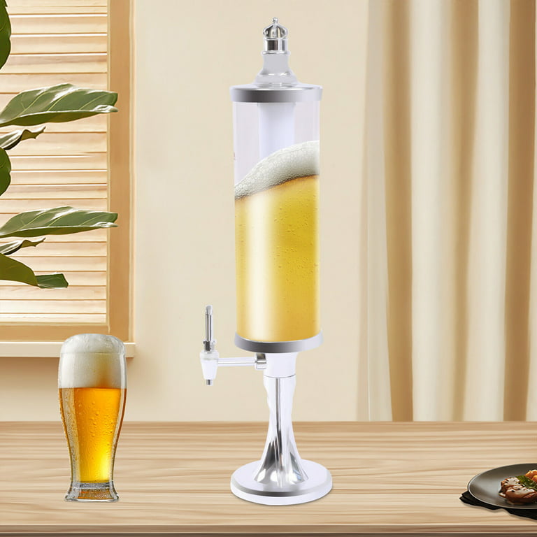 Beer Tower - 3 Liter with ice tube and cup holder - Silver - CASE OF 4