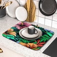 thumbnail image 5 of Colorful Hawaiian Floral Dish Mat - Tropical Leaf Flowers Dish Drying Mat for Kitchen Counter Spring Hibiscus Plumeria Plant Drying Pad Fast Dry Kitchen Accessories 16 x 18 Inch, 5 of 7