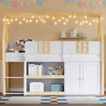 thumbnail image 3 of Euroco Wood Full Size Loft Bed withe Storage Cabinets, House Bed with LED Light, White, 3 of 12