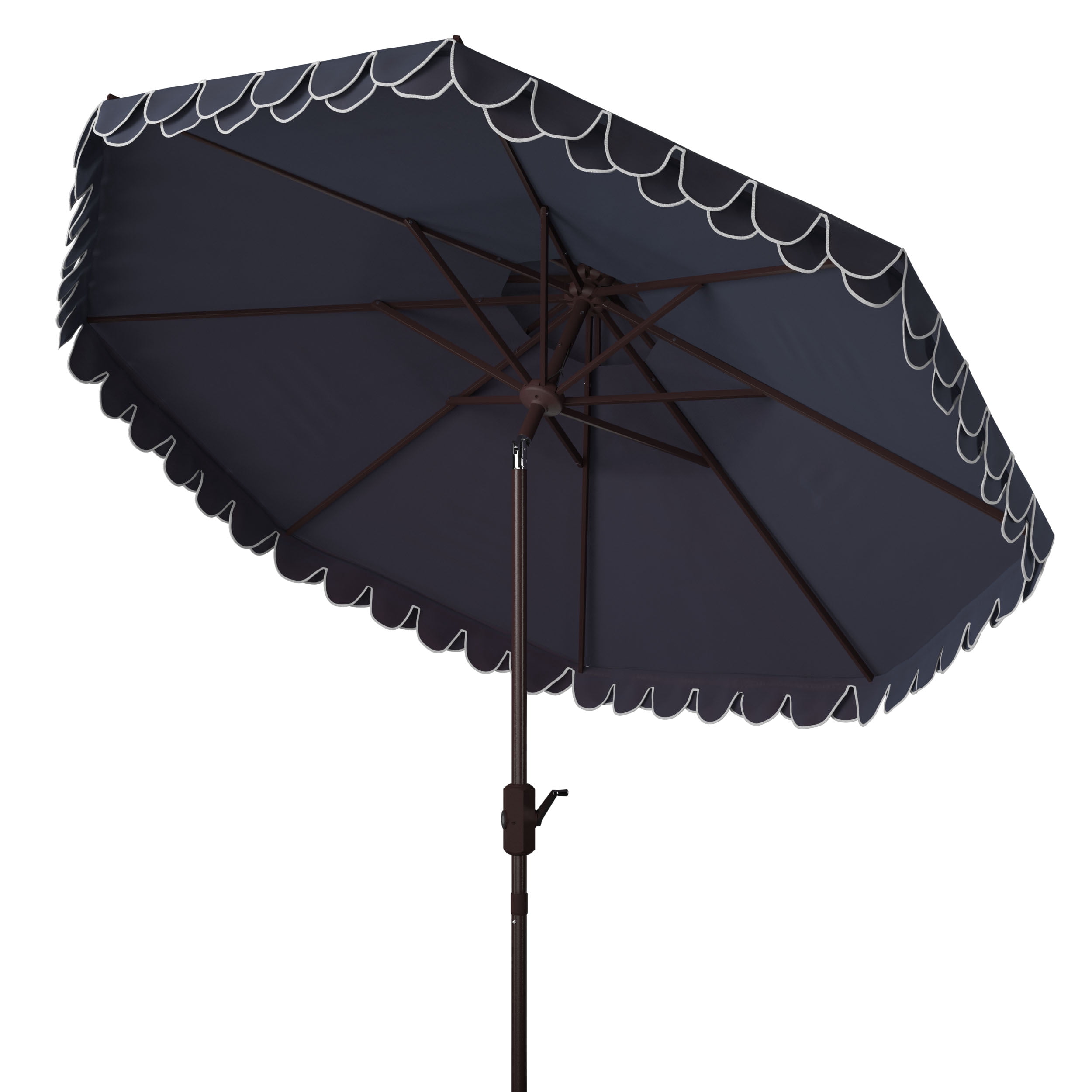 Safavieh Elegant, Height 99.61" Freestanding Navy/White Solid Print Round Market Patio Umbrella, UV Resistant