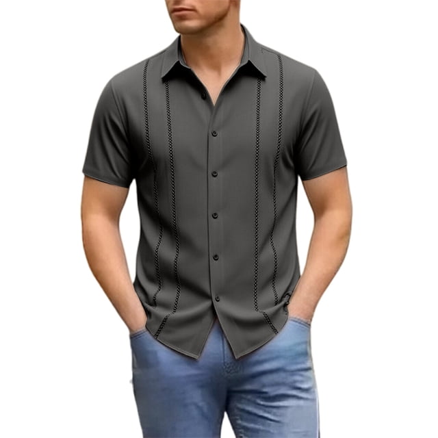 MDUKONU Vêtements pour Hommes Coupe Régulière Chemise à la Mode Résistante aux Plis Gris G