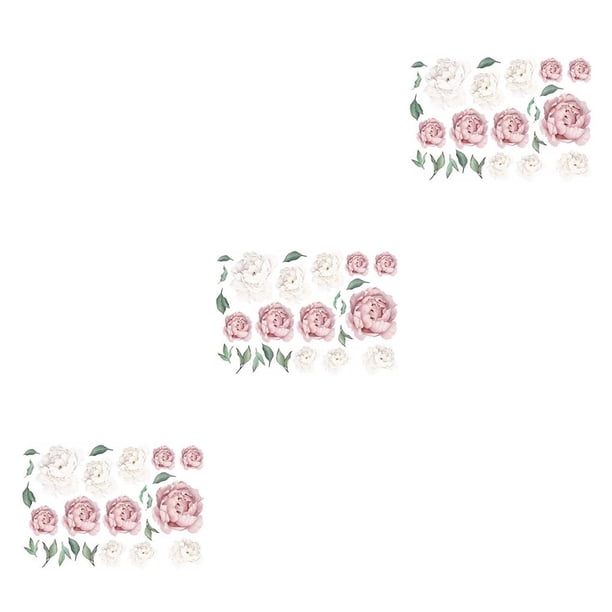 Wosthever Pegatina de pared de flores de peonía de PVC, pegatina de pared artística con hojas adhesivas DIY extraíbles, decoración del hogar para Type1 NO1