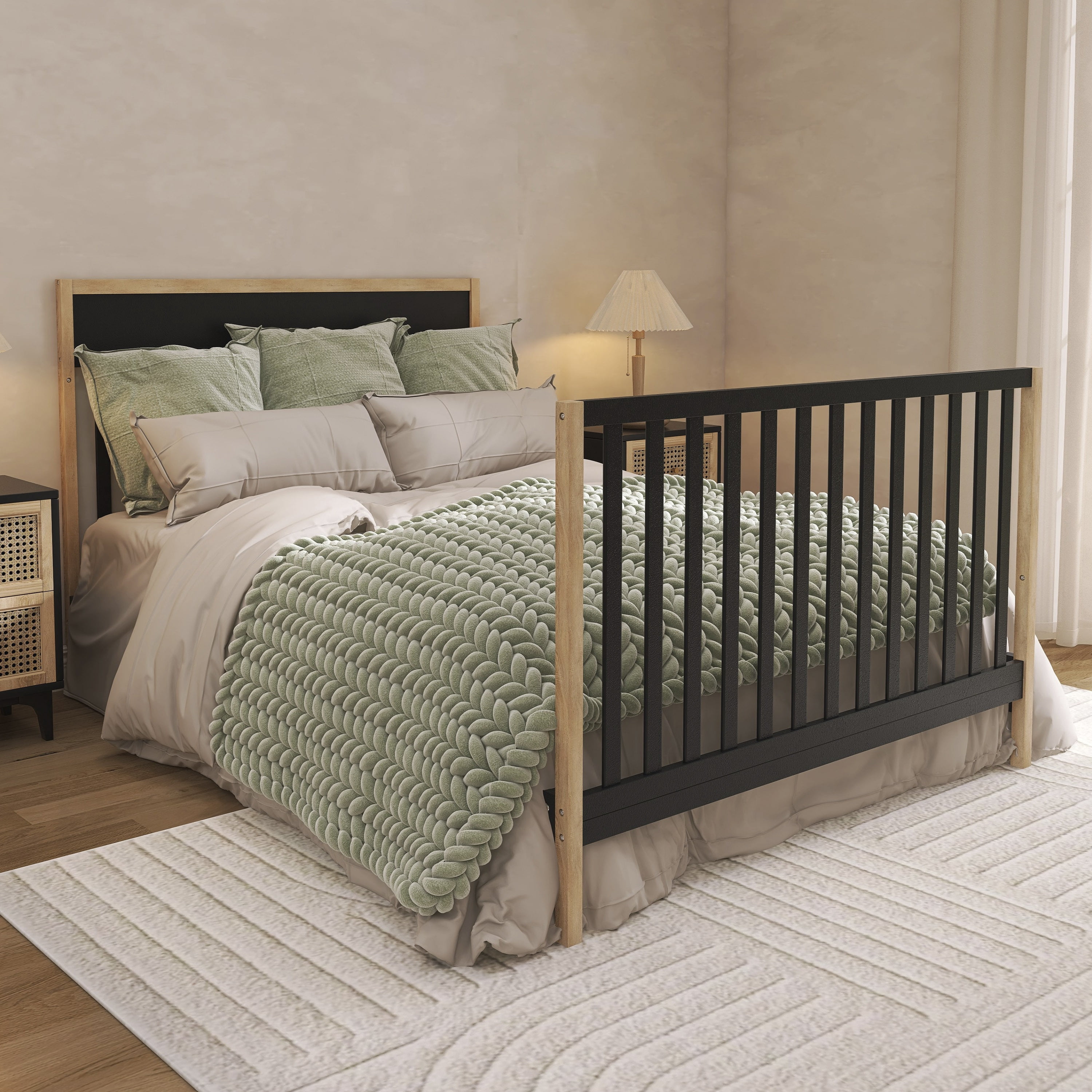 Dream On Me Owen 5-in-1 Convertible Crib, Greenguard Gold & JPMA Certified, Converts from Baby Crib to Toddler Bed, Kids Bed and Full Size Bed, Matte Black