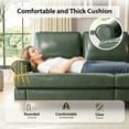 thumbnail image 6 of 87" Couch Premium PU Leather Sofa, Comfy Extra Deep Seat 3 Seater Couch for Living Room, with 2 Pillows, Green, 6 of 9
