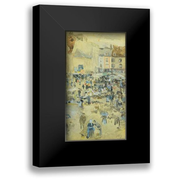 Whistler, James McNeill 10x14 Black Modern Framed Museum Art Print Titled - Variations In Violet And Grey Market Place Dieppe 1885