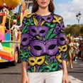 thumbnail image 4 of Xuyuer Mardi Gras Printed Shirt - Ladies' 3/4 Sleeve Crewneck Top for Festival Celebrations, Carnival Themed Parties, Vibrant Holiday Seasonal Fashion & Eye-Catching Parade Ready Apparel, 4 of 9