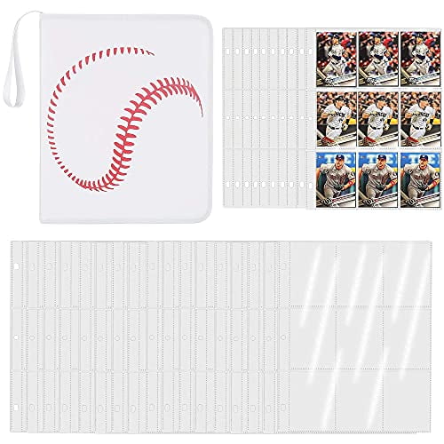 Baseball Card Binder with Sleeves, 540 Card Protectors Holder Book for Baseball Trading Cards, 30 Pcs 9-Pocket Pages, Card Collector Album with Zipper Storage Display Case