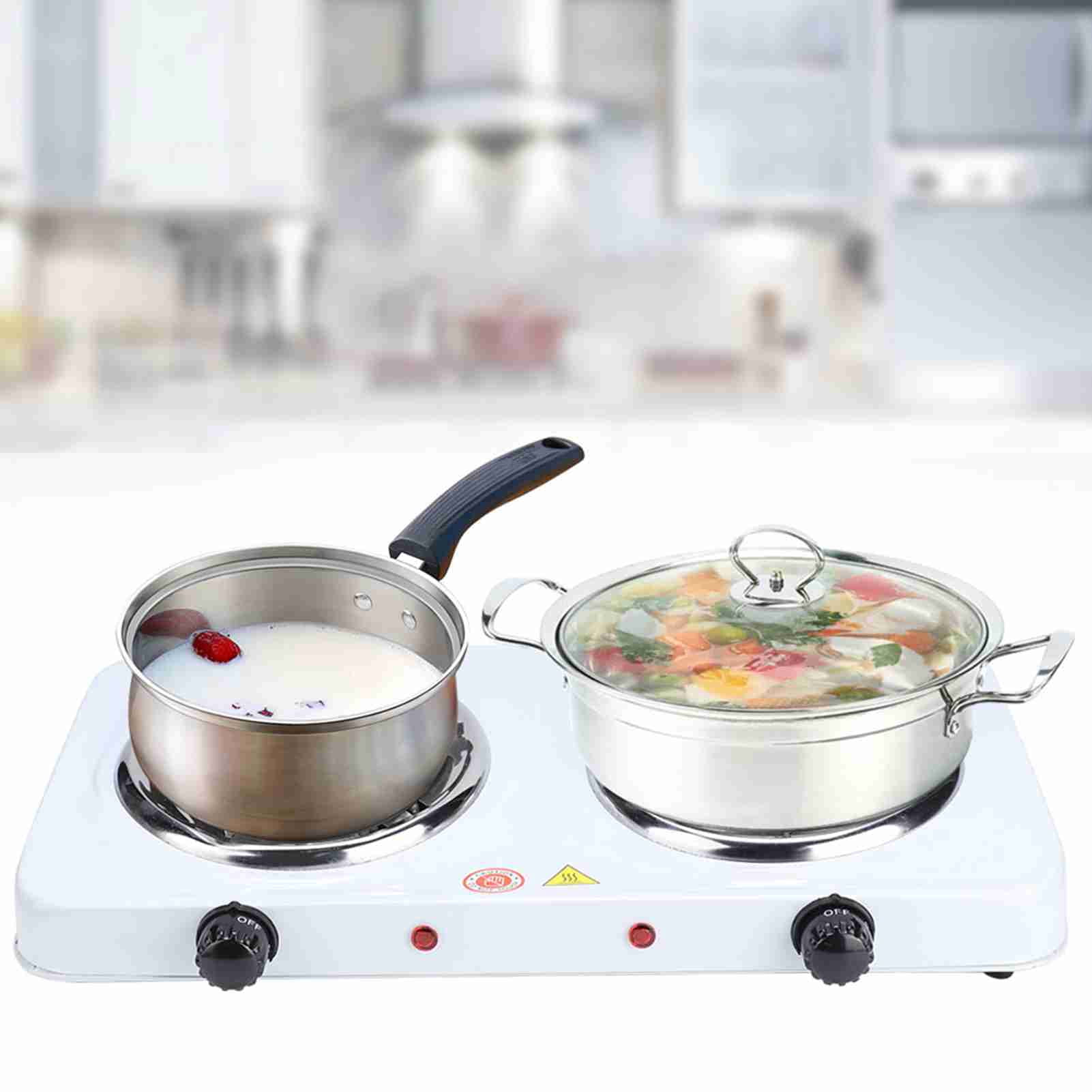 Rupoun Portable Electric Double Burners Hot Plate 2000W Countertop Buffet Stove Heating Cooktop for Kitchen Camping Outdoor Cooking Dual Hotplates 16.9 x 9.3 Inches / 43 x 23.6 cm