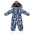 thumbnail image 3 of KAUOD Boys Cute Pattern Snowsuits One Piece Waterproof Snowboard Ski Jumpsuits Kids Faux-F𝐮r Hood Winter Insulated Ski Bib, 3 of 7
