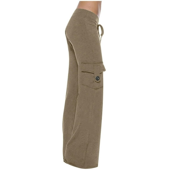 Yuyuzo Cargo Pants for Women Drawtring High Waisted Casual Wide Leg Workout Yoga Pants with Pockets