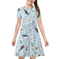 thumbnail image 4 of LOVZFMLL Robe Mignonne à Manches Courtes pour Tout-Petits Enfants Imprimé Épissure Extensible Robe Trapèze, 4 of 4