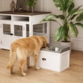thumbnail image 2 of PawHut Large Elevated Dog Bowls with Storage, Raised Dog Bowl Stand, White, 2 of 10