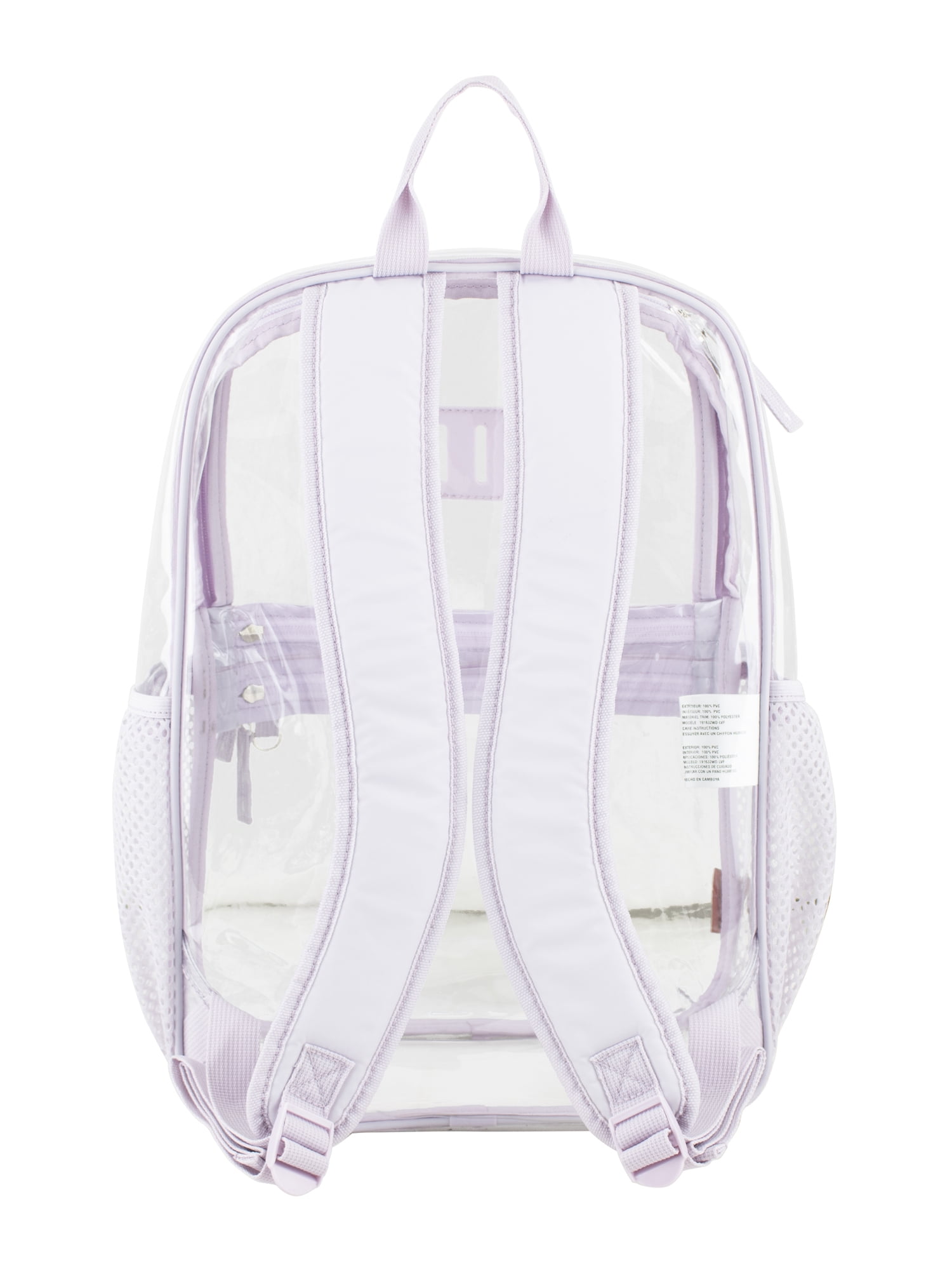 Eastsport Clara Clear Backpack Bundle w/ Zipper Pouch, Lavender Fog