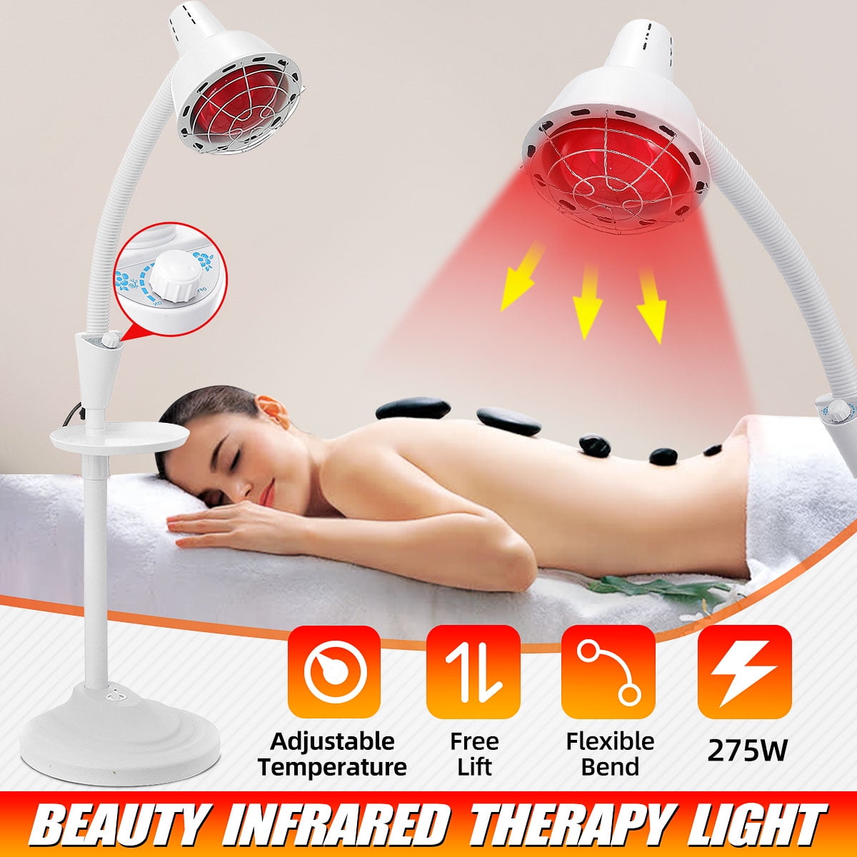 275W Infrared Light Heating Floor Lamp for Thermotherapy Muscle Pain Relief Accupuncture Beauty