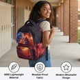 thumbnail image 3 of FKELYI Fire Wolf Print School Backpack for Kids 17 Inch Schoolbag with Multi-Pockets Primary School Bookbag Casual Daypack Lightweight Travel Bag for Boys Girls, 3 of 7