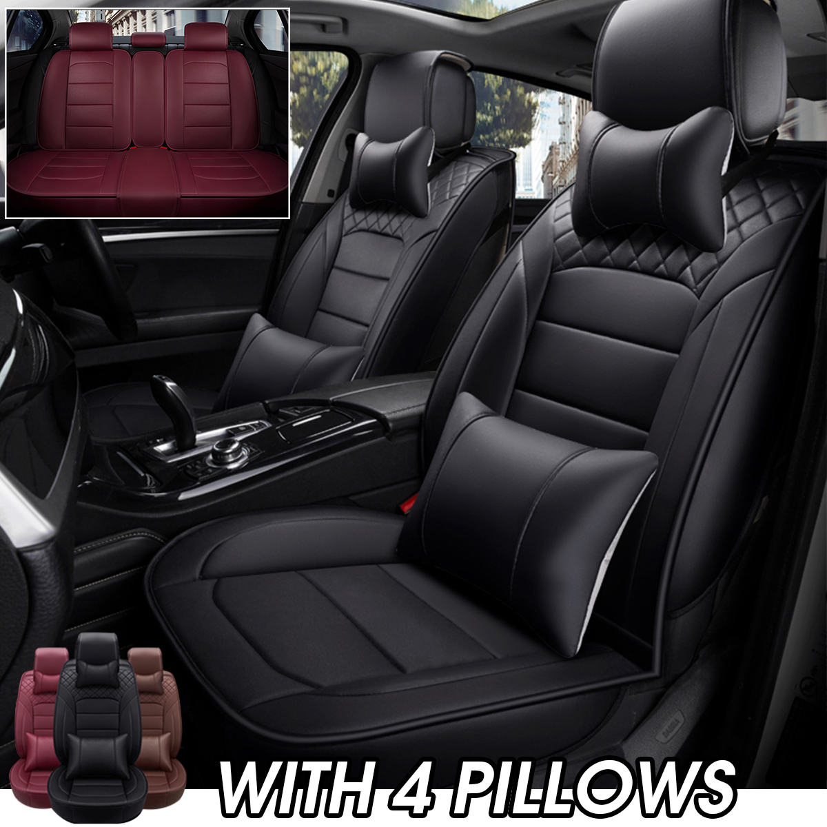 5D Full Surrounded PU Leather Seat Cover Cushion For Car Interior Accessories