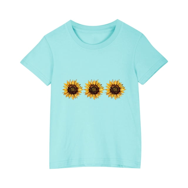 RXIRUCGD 2025 Vêtements d'Été pour Enfants T-shirt Imprimé Mode Mignon Col Rond Manches Courtes