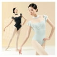 thumbnail image 3 of Women Ballet Leotards Sleeve Dance Leotard Stand Collar Pleated Mesh Splice Gymnastics Leotard Women Ballet Bodysuit, 3 of 12