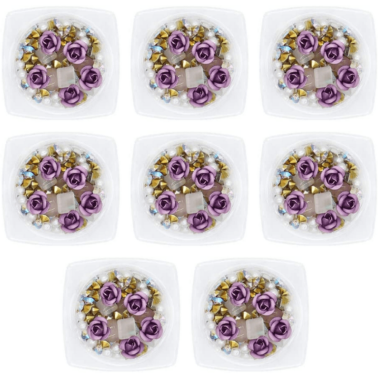 Nail Art 3D Rose Rhinestones Set, Mixed Gems Metal Flower Charms Pearl for  Nail Decoration Women Girl DIY Nail Design Craft Decoration 