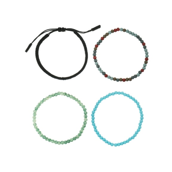 No Boundaries Men's Beaded Bracelet, Multicolor, 4 Pack