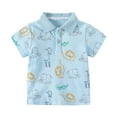 thumbnail image 2 of LYMAYTER Toddler Boys Short Sleeves T-Shirt Kids Summer Lapel Button Cotton Tee Shirt Baby Casual Cartoon Shirt Blouses for 2-10Y, 2 of 11