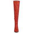 thumbnail image 2 of Botas Altas Purpurina Allegra K Punta Estrecha Tacón Aguja Sobre La Rodilla Rojo 37.5, 2 of 7