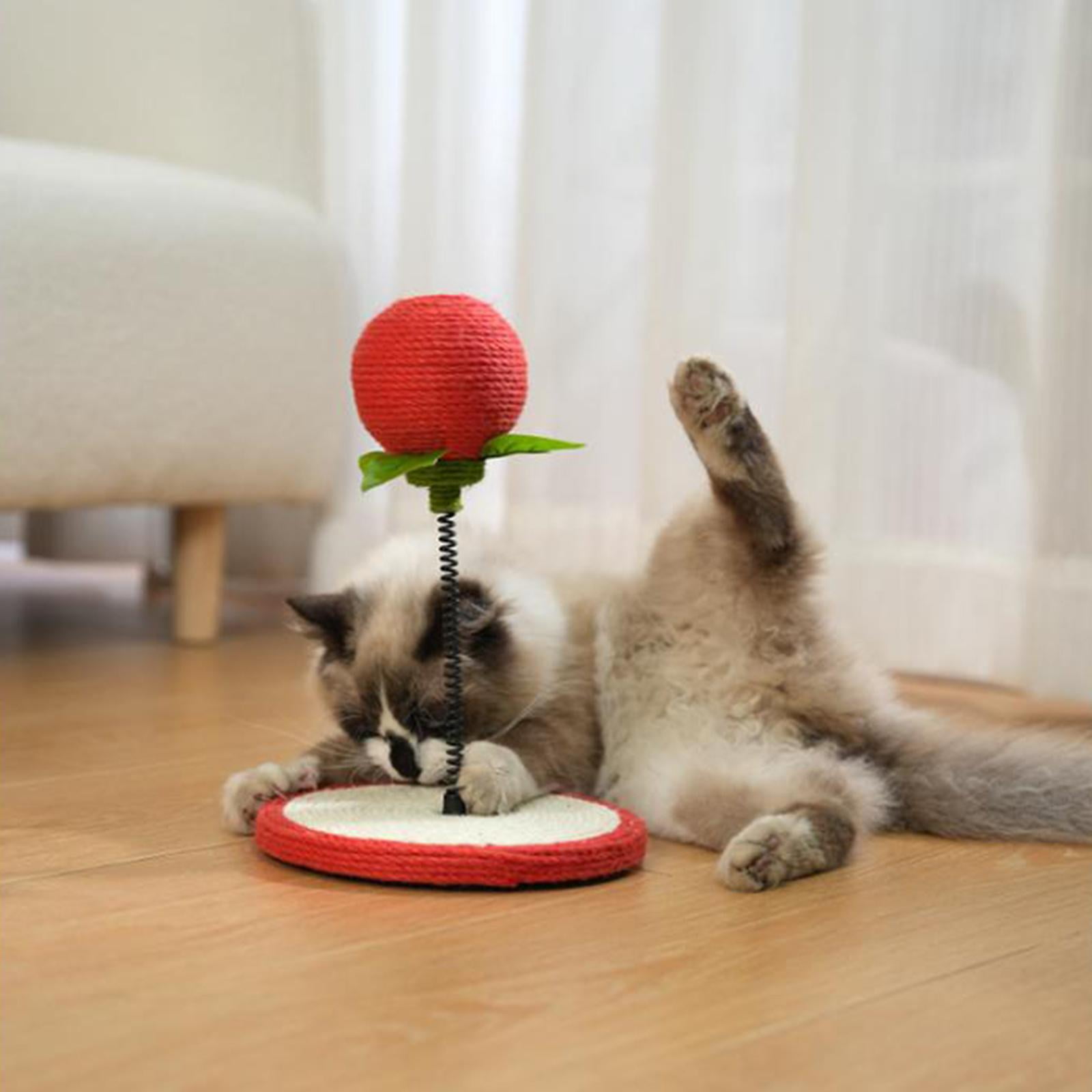 Cat Scratch Pad Interactive Cat Toy Kitty Cat Scratcher Toy with Sisal Ball Red