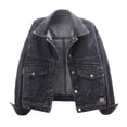 thumbnail image 2 of Veste en Jean Courte pour Femmes Automne 2025 Manches Longues Boutonnée Col à Revers Vestes en Jean Décontractées, 2 of 5