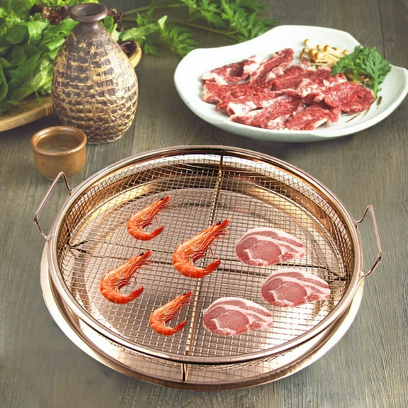 Stainless Steel Fryer Basket & Baking Tray Set | 11.8 Inch Non-Stick Oven Rack for Baking & Roasting | 2-Piece Perforated Mesh Pan for Even Heating & Healthy Cooking