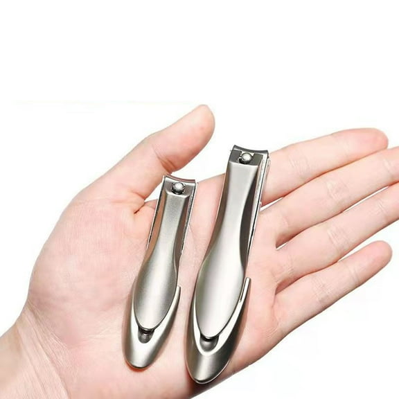 2Pcs Nail Clippers with Catcher for Thick Toenails and Fingernail, Professional Sharp Nail Clippers for Men and Women Grey