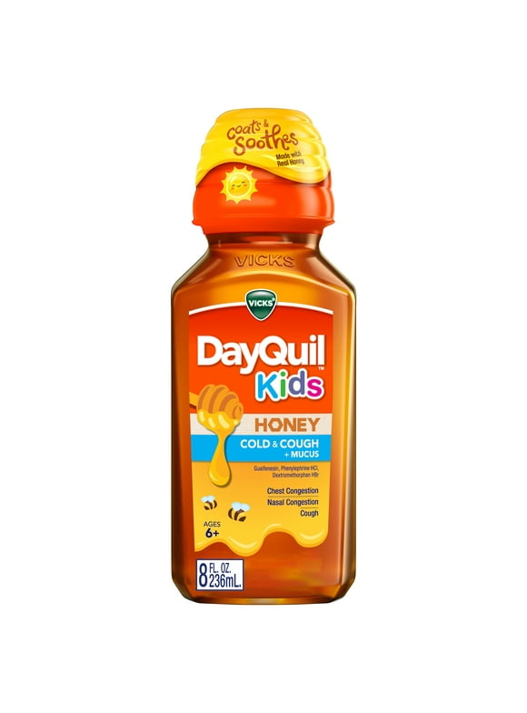 Vicks Kids DayQuil Honey Cold & Cough + Mucus Relief Liquid, over-the-counter, 8 fl oz