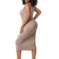 thumbnail image 1 of ZAXARRA Robe Midi d'Été pour Femmes Sans Manches Col Rond Couleur Unie Robe Tricotée Vacances Plage, 1 of 8