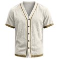 thumbnail image 6 of Sewkxo Men's Linen Shirts Short Sleeve Casual Shirts Button Down Shirt for Men Beach Summer Shirt,Beige M, 6 of 8