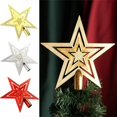 thumbnail image 2 of Decoración del árbol de Navidad Pentagrama Ambiente festivo Enchapado Parte superior del árbol de Navidad Guirnalda de estrellas Suministros addobbi albero di natale, 2 of 5