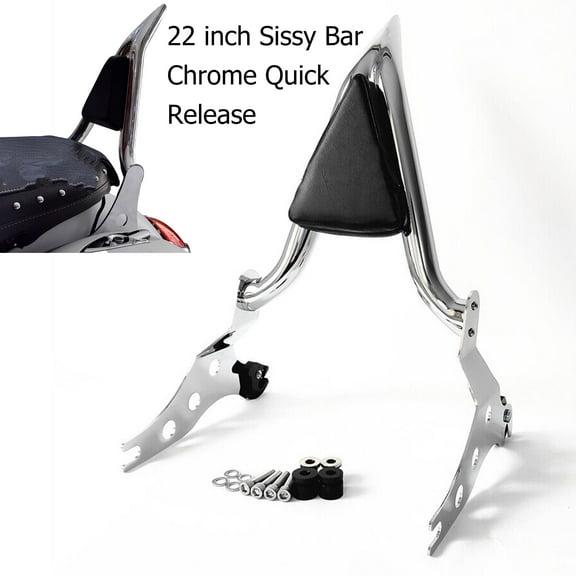 Fjpacemt Detachable Sissy Bar Backrest Pad Chrome for Motorcycle Harley 13-24 Breakout 18-24 Fat Boy