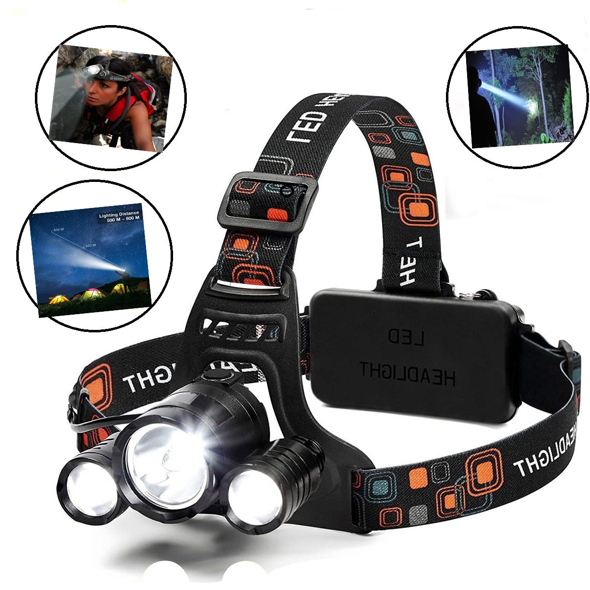 USB Work Light 1200000LM T6 LED Headlamp Headlight Rechargeable Torch A5M8 