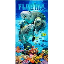 Beachland Manatee Beach Towel 30 x 60 inch Fishes Underwater Tropical Florida Everglades 100% Cotton