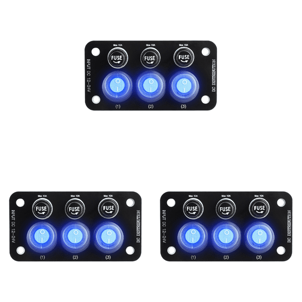 Panel interruptor basculante para barco marino LED 12V-24V encendido y apagado con 3 botones