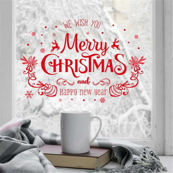 CoreLiving Christmas Window Clings, Merry Christmas Window Stickers & Decals, Removable Happy Holidays Snowflake & Ball Ornament Clings for Glass Windows, Home and Office Xmas Decor