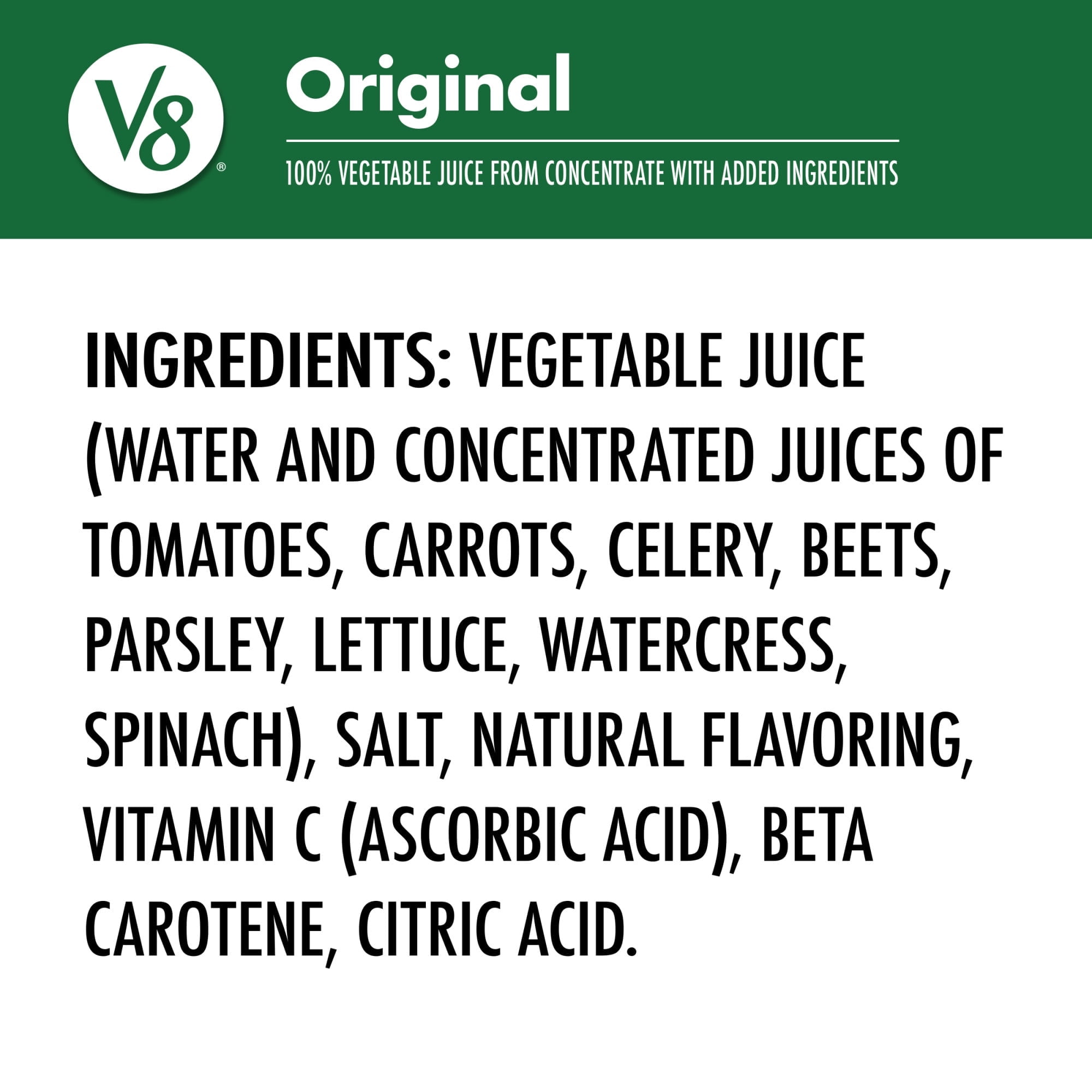 (2 pack) V8 Original 100% Vegetable Juice, 5.5 fl oz Can, 8 Count