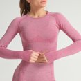 thumbnail image 1 of Mujeres Yoga Crop Top O cuello manga larga puntos Bodycon Stretchable Running Gym Sports camiseta Abanopi Top corto de yoga, 1 of 4