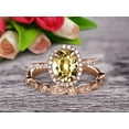 thumbnail image 1 of 2.25 Carat 6mm Round Cut Champagne Diamond Moissanite Bridal Ring Set With Matching Wedding Band On 10k Rose Gold Art Deco, 1 of 5