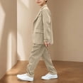 thumbnail image 4 of Odeerbi Toddler Boys Formal Dress Suit Notched Lapel Blazer Jacket + Suit Pants Summer Outfits Set, 4 of 9