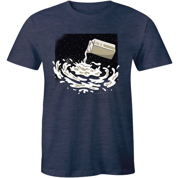 Milk Carton Spilled On the Floor Printed Short Sleeve Crew Neck Mens T-Shirt