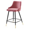 thumbnail image 1 of Counter Stool Chair, Velvet, Pink, Modern Contemporary Urban Design, Bar Pub Cafe Bistro Hotel Restaurant Hospitality, 1 of 8