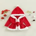 thumbnail image 3 of Robe de Nuit de Noël Bambin Fille Contraste Couleur/point Imprimé Peluche Doux Bébé Robe à Capuche Pyjama, 3 of 9