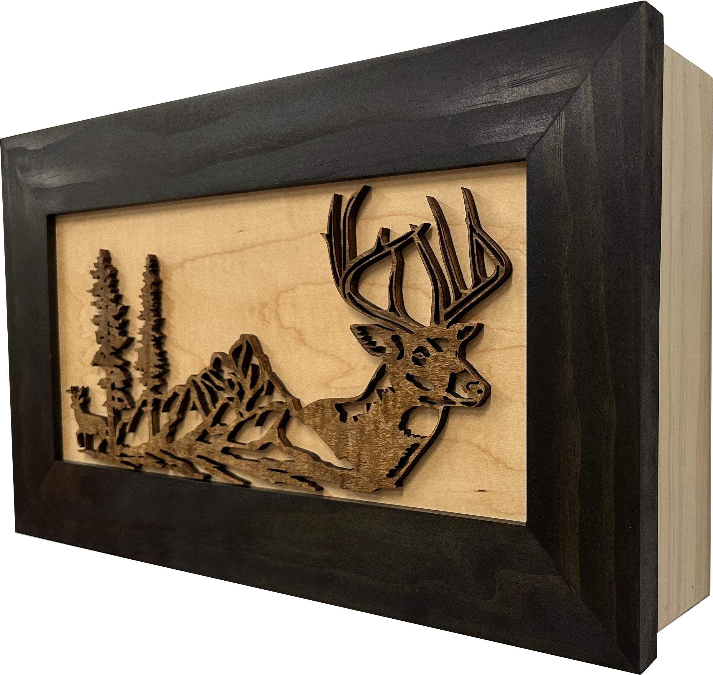 Bellewood Designs Wall Mounted Gun Cabinet with Deer Scene - Securely Store Your Gun In Plain Sight In This Wall DecorGun Safe