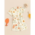 thumbnail image 2 of Suealasg Toddler Girls Clothes 6M 1T 2T 3T 4T 5T Short Sleeve Chicken Cow Flower Print T-Shirt Tops and Shorts Sets 2Pcs Kids Girls Summer Farm Outfits, 2 of 6